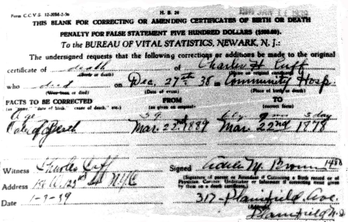 Mitsawokett New Jersey death certificates